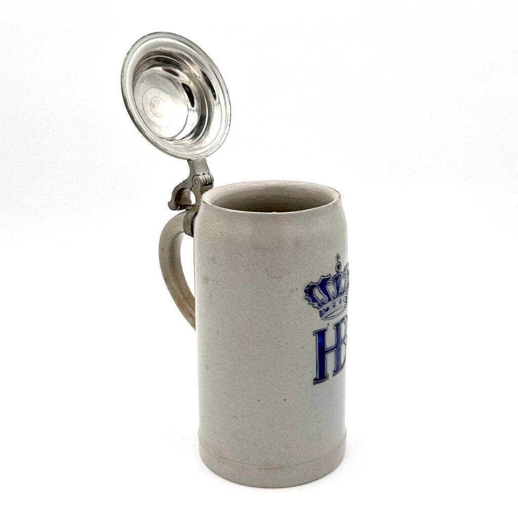 VTG Hofbrauhaus Munchen Salt Glaze Beer Stein With Pewter Lid