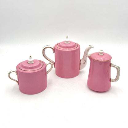 VTG Pink And Gold Set of 16 CMP England Porcelain Tea Set