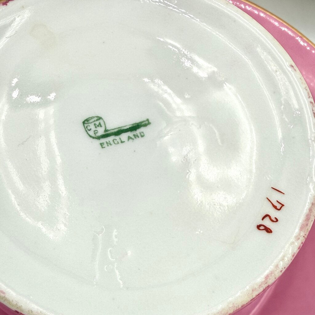 VTG Pink And Gold Set of 16 CMP England Porcelain Tea Set
