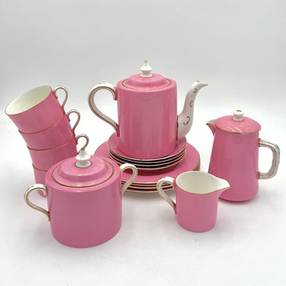 VTG Pink And Gold Set of 16 CMP England Porcelain Tea Set
