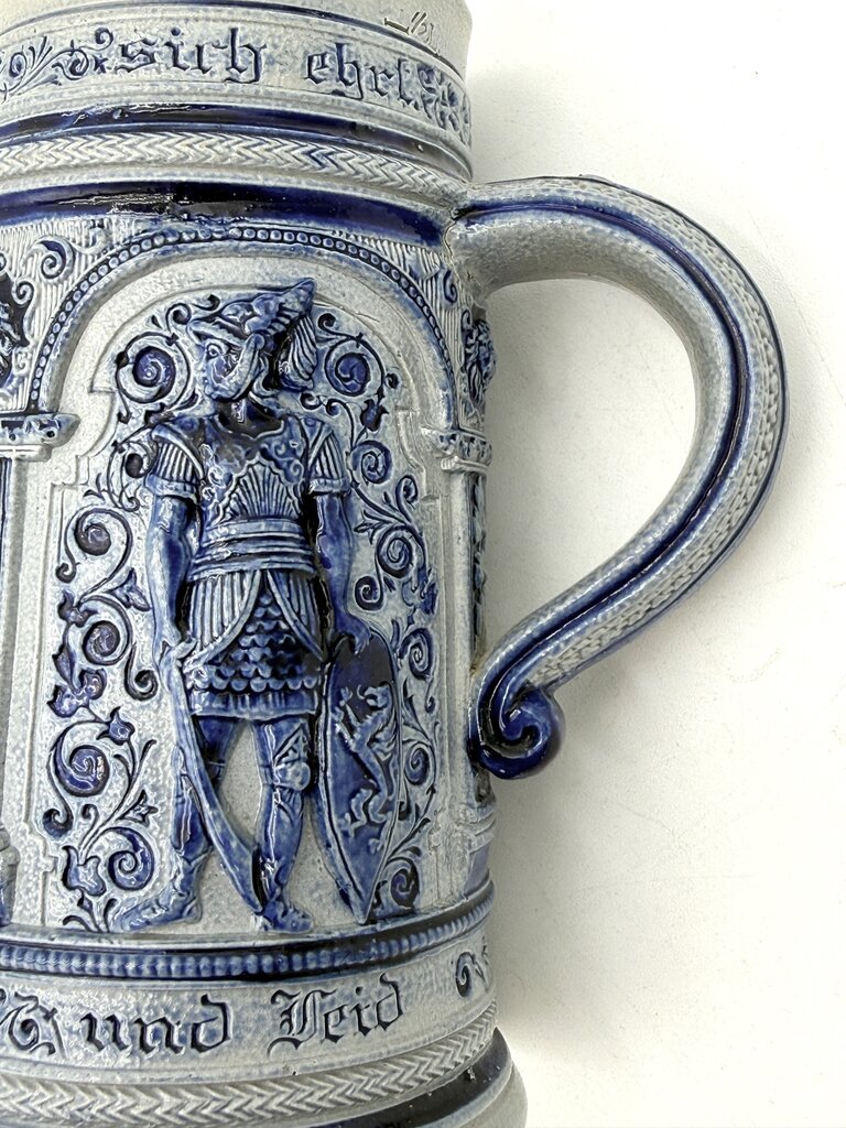 VTG Cobalt And Grey Salt-Glazed German Stoneware Beer Stein