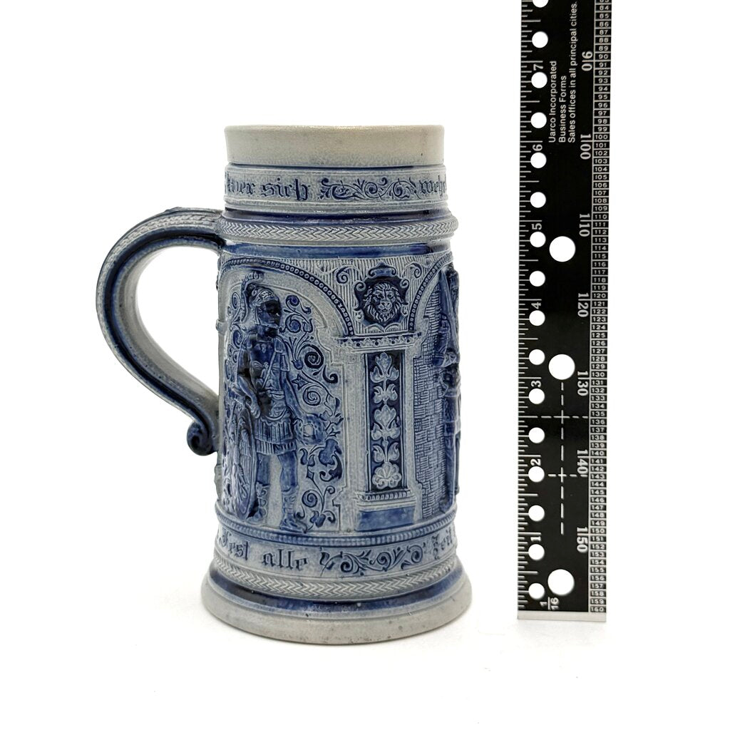 VTG Cobalt And Grey Salt-Glazed German Stoneware Beer Stein