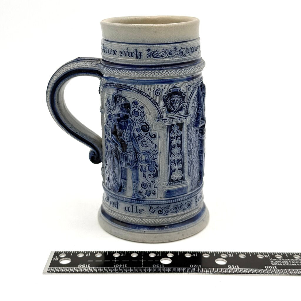 VTG Cobalt And Grey Salt-Glazed German Stoneware Beer Stein