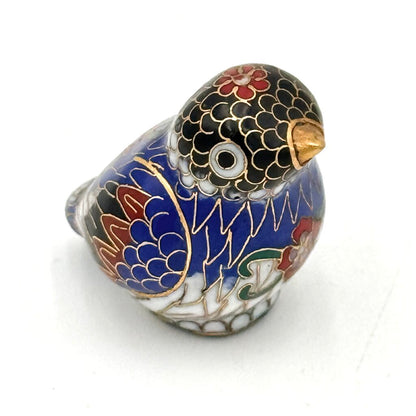 VTG Chinese Cloisonne Little Blue Bird Figurine
