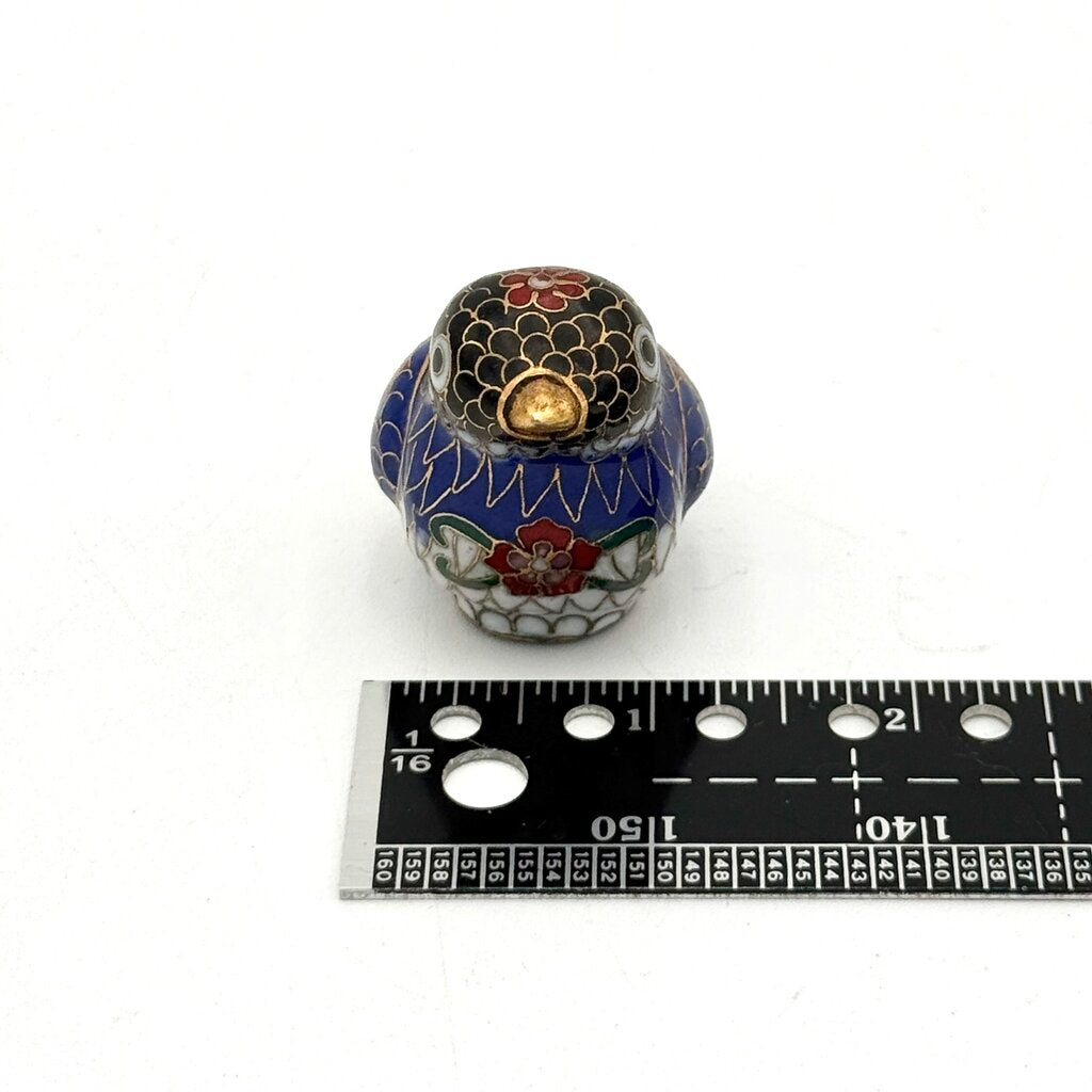 VTG Chinese Cloisonne Little Blue Bird Figurine