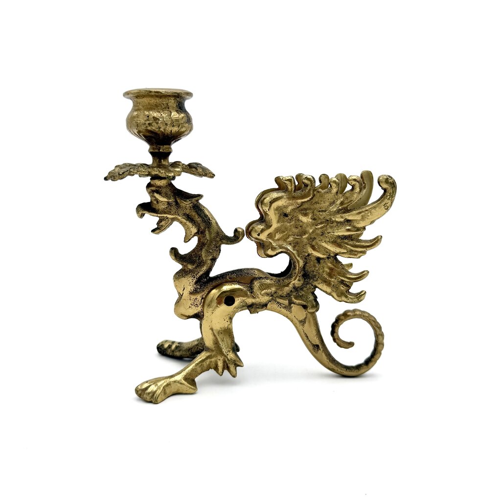 VTG Set of 2 Mythical Griffin Brass Candle Stick Holders