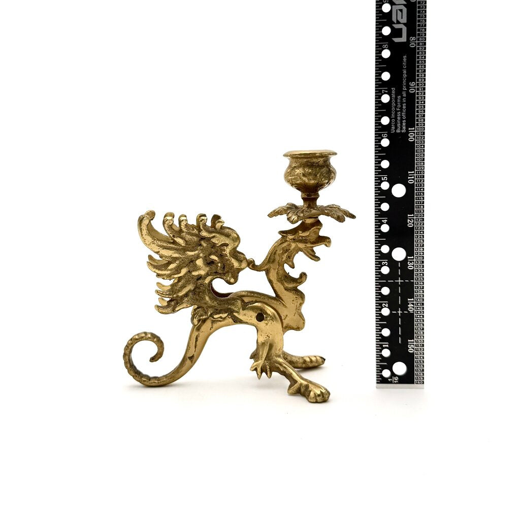 VTG Set of 2 Mythical Griffin Brass Candle Stick Holders