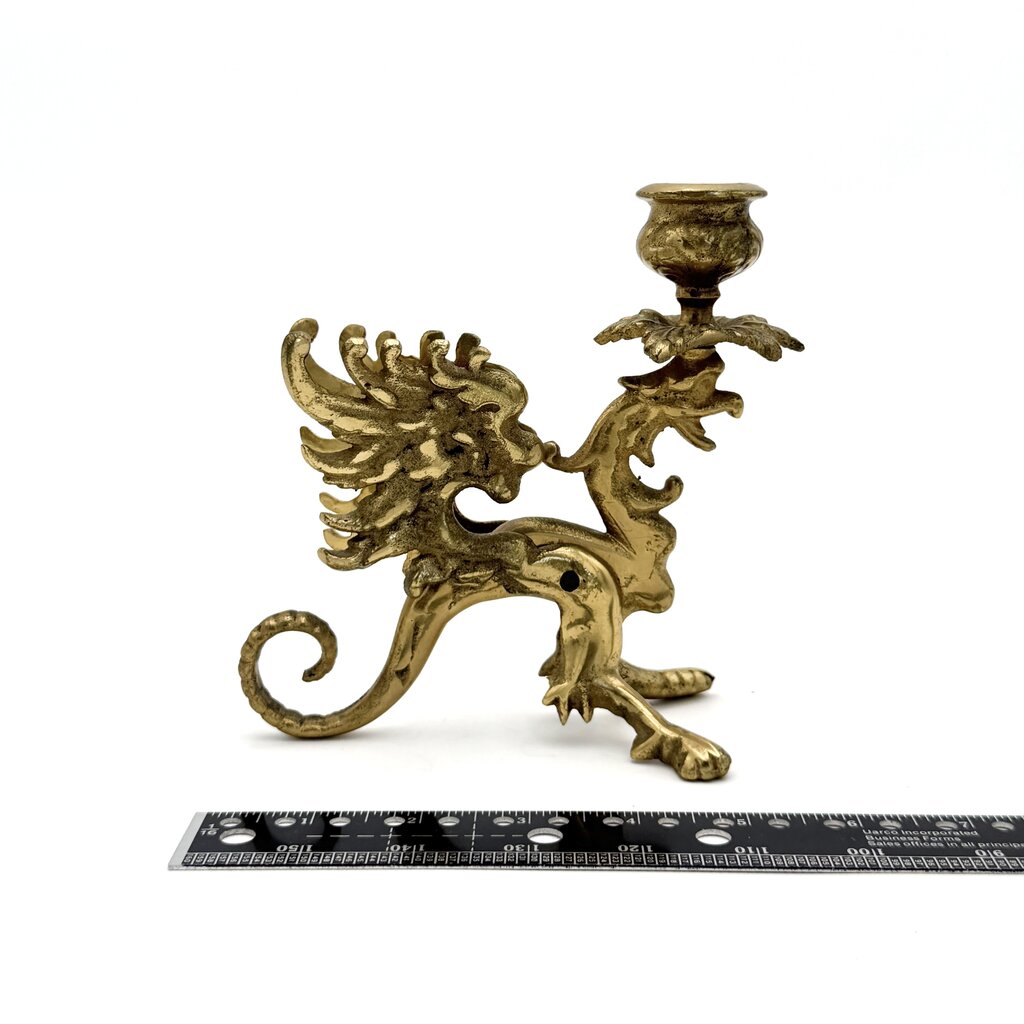VTG Set of 2 Mythical Griffin Brass Candle Stick Holders