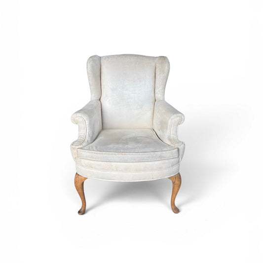 Suede Cream Wingback Chair