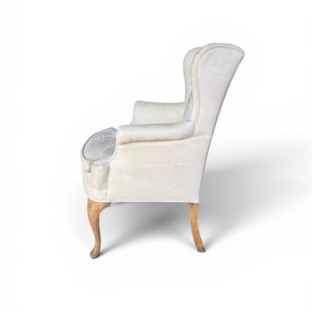Suede Cream Wingback Chair