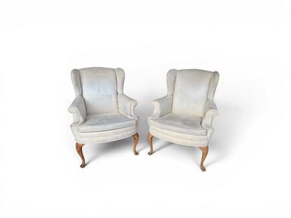 Suede Cream Wingback Chair