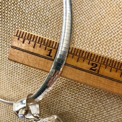 925 Sterling Silver White Buffalo Turquoise & Obsidian Pendant Necklace /b