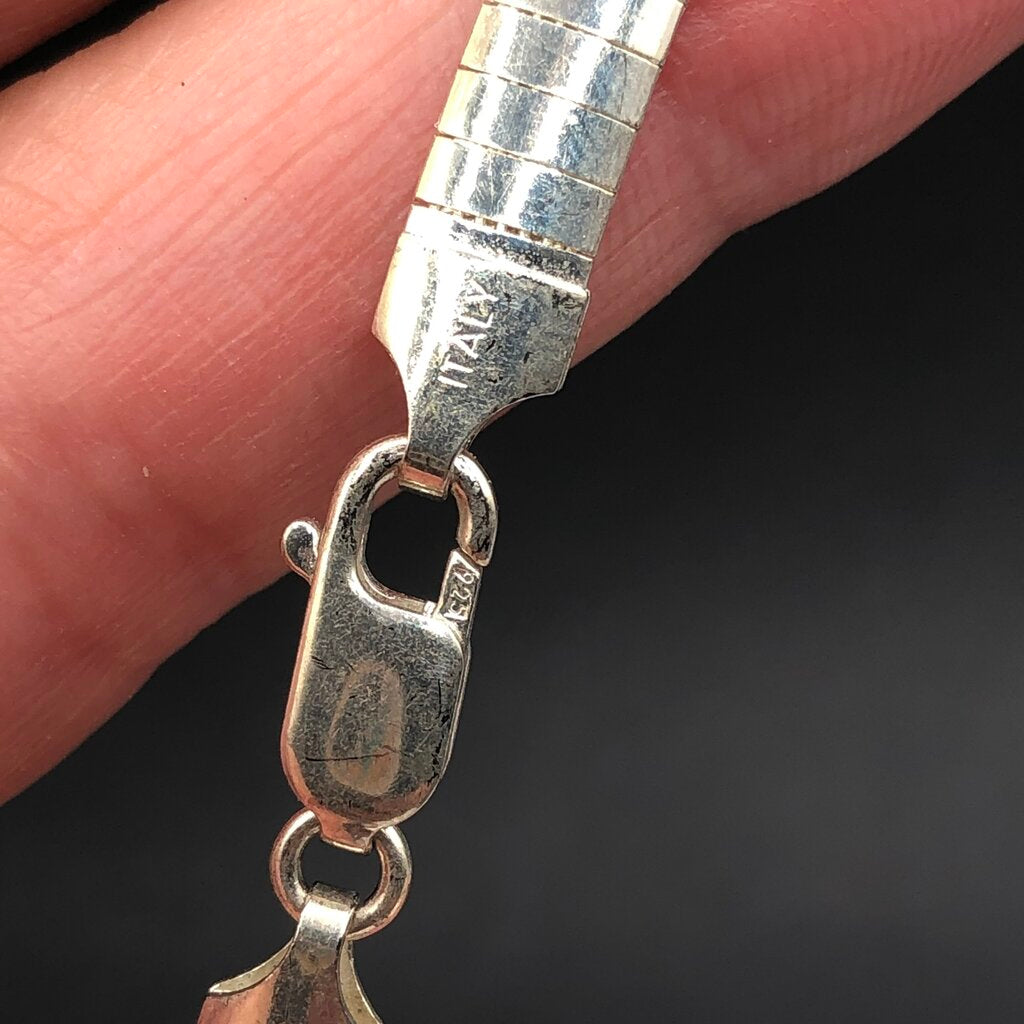 925 Sterling Silver White Buffalo Turquoise & Obsidian Pendant Necklace /b