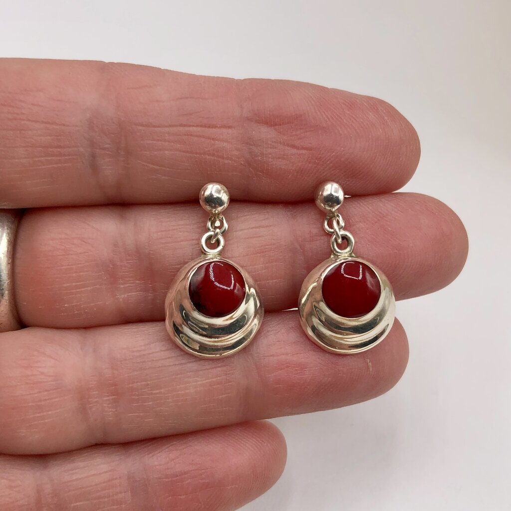 925 Sterling & Red Jasper Pendant & Earring Set /b