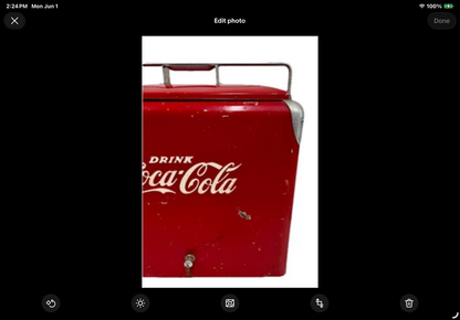 Vtg. Red Coca Cola Cooler with Tray /j