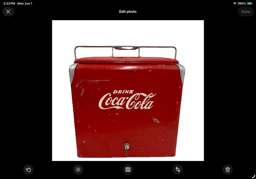 Vtg. Red Coca Cola Cooler with Tray /j