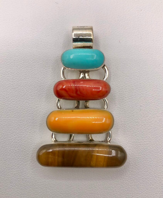 Stacked Tejano Mexico Pendant 925 Sterling Silver /b