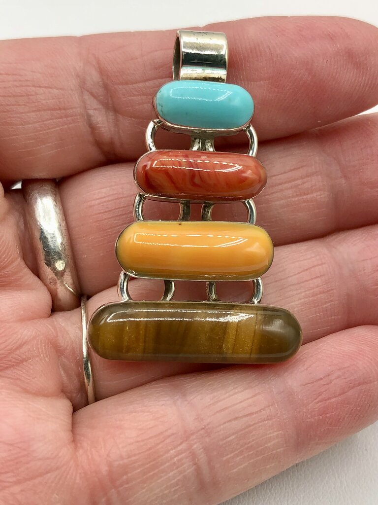 Stacked Tejano Mexico Pendant 925 Sterling Silver /b