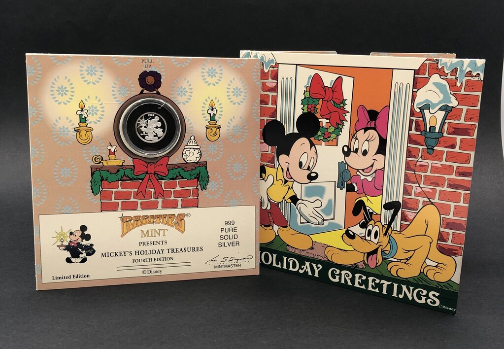 Rarities Mint Disney .999 Solid Silver Coin Mickey’s Holiday Treasures 4th Edition /b