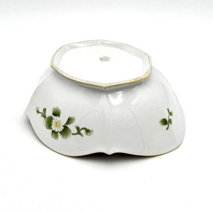 Nippon Hand Painted Iris And Daisy Gold Luster Accent Porcelain Bowl