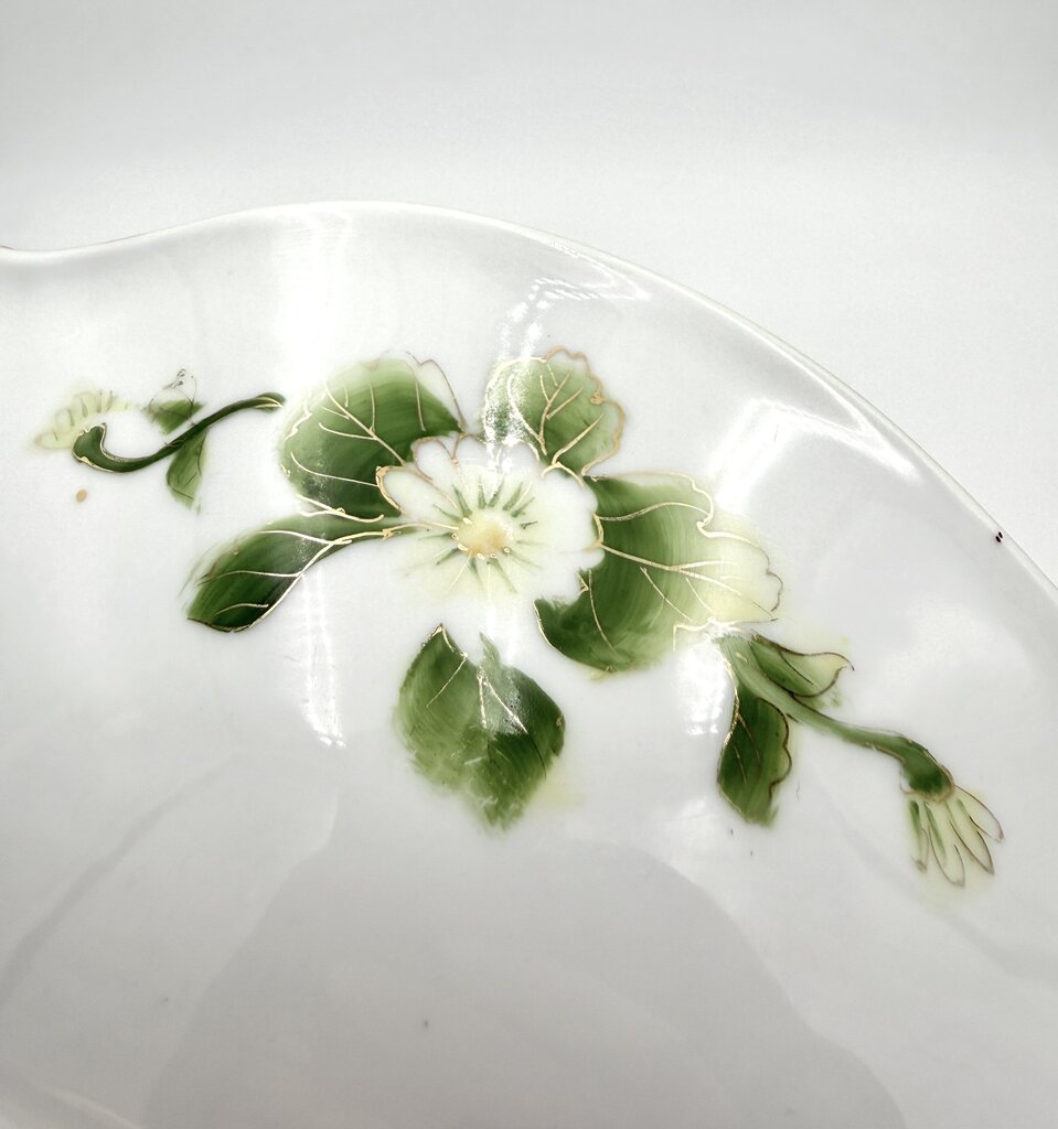 Nippon Hand Painted Iris And Daisy Gold Luster Accent Porcelain Bowl