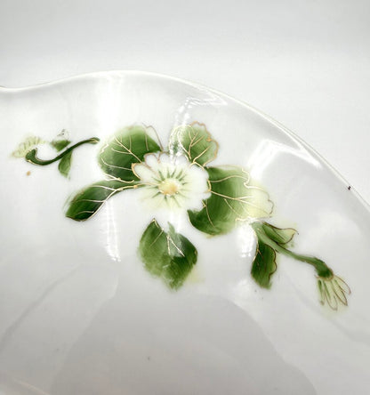 Nippon Hand Painted Iris And Daisy Gold Luster Accent Porcelain Bowl