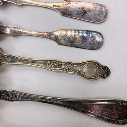 34pc Antique Assorted Ornate Silver Plate Spoons & Forks /b