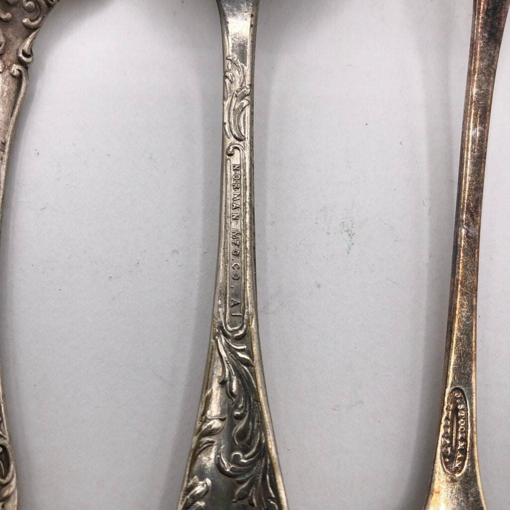 13pc Ornate Antique Silver Plate Spoons & Lemon Forks /b