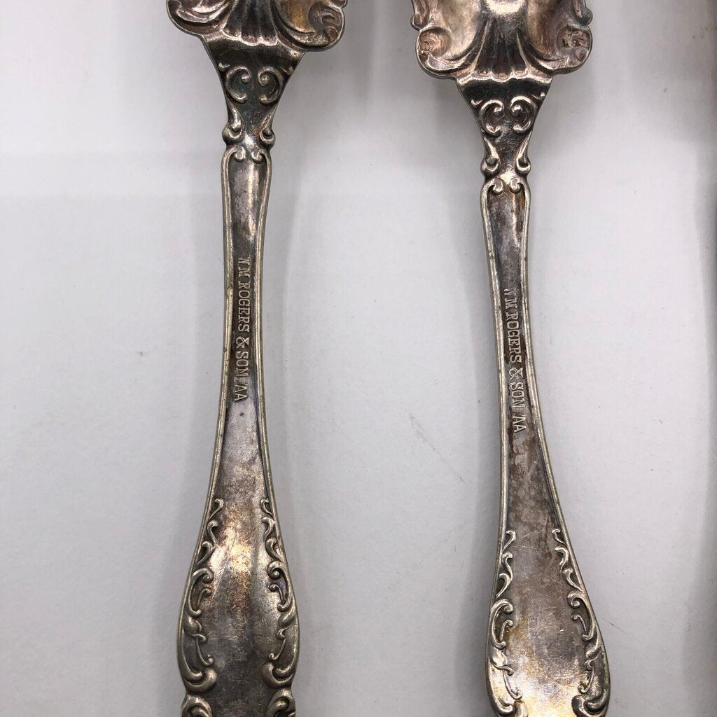 13pc Ornate Antique Silver Plate Spoons & Lemon Forks /b