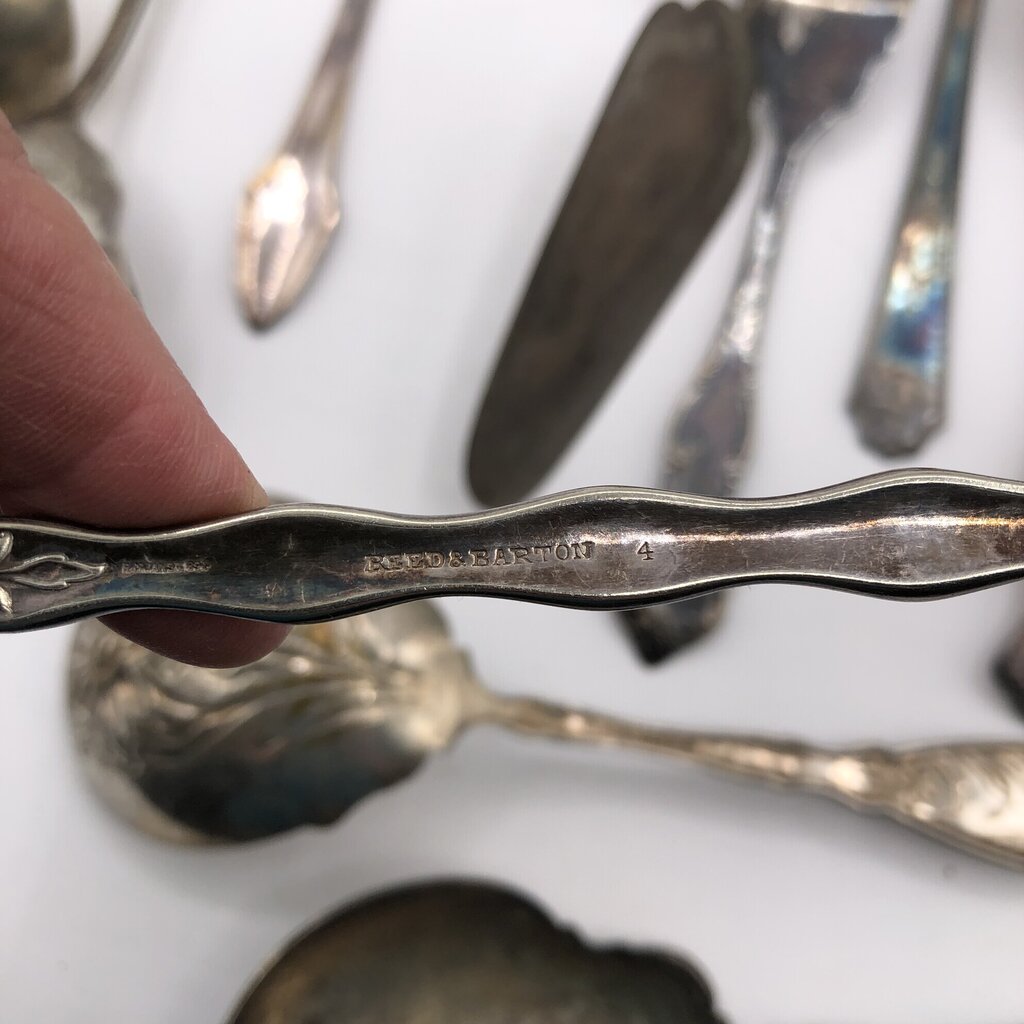 12pc Ornate Antique Silver Plate Serving Flatware /b