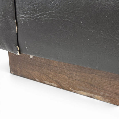 Black Leather Tufted Pull-Out Couch (HAS DAMAGE)