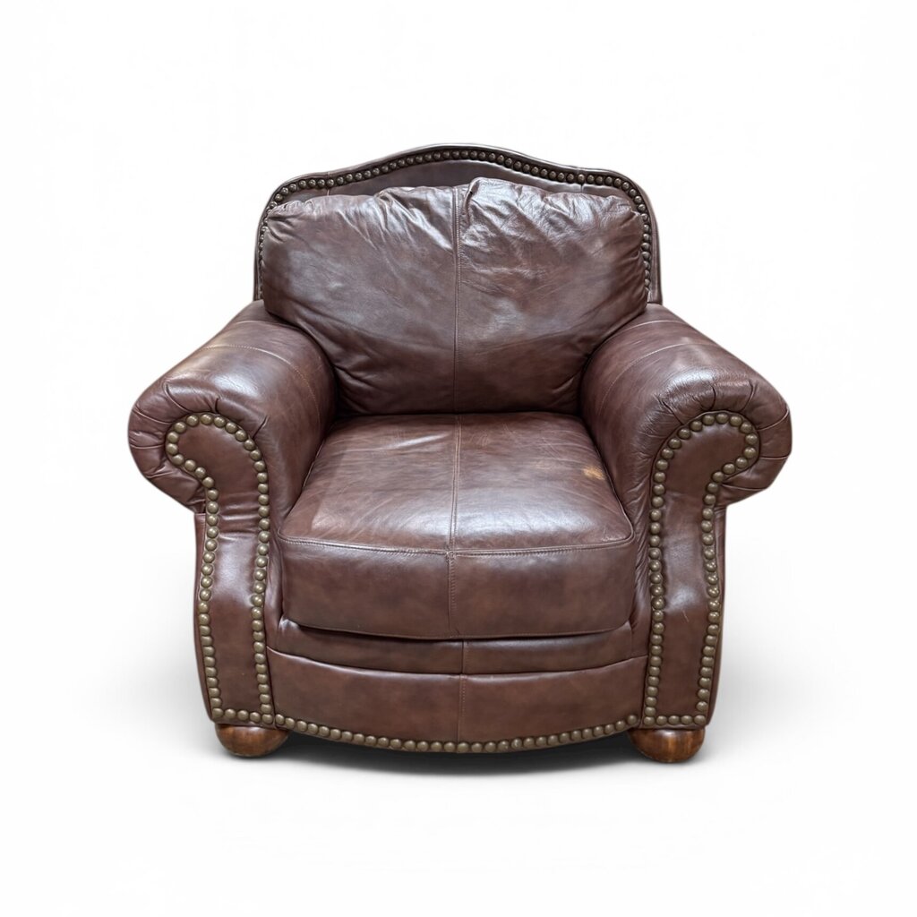 Dark Brown Leather Chair With Ottoman