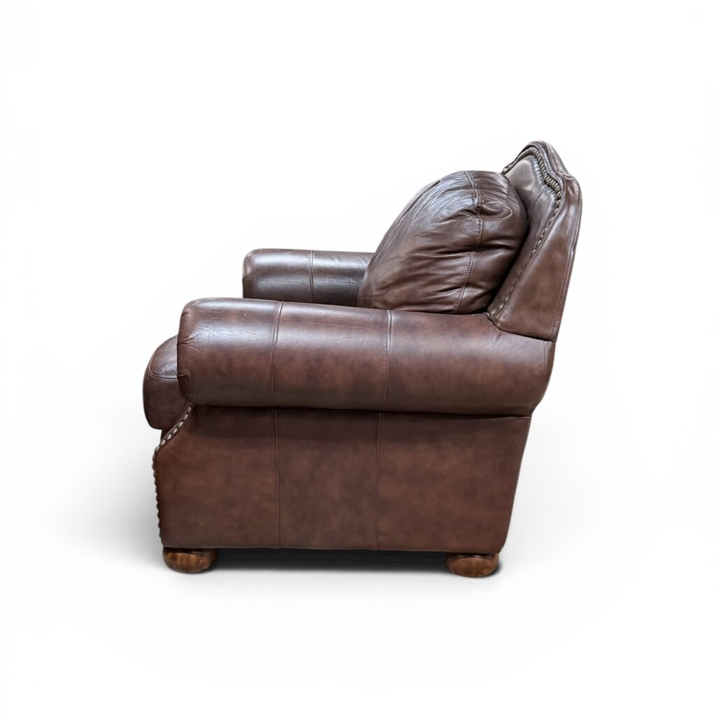 Dark Brown Leather Chair With Ottoman