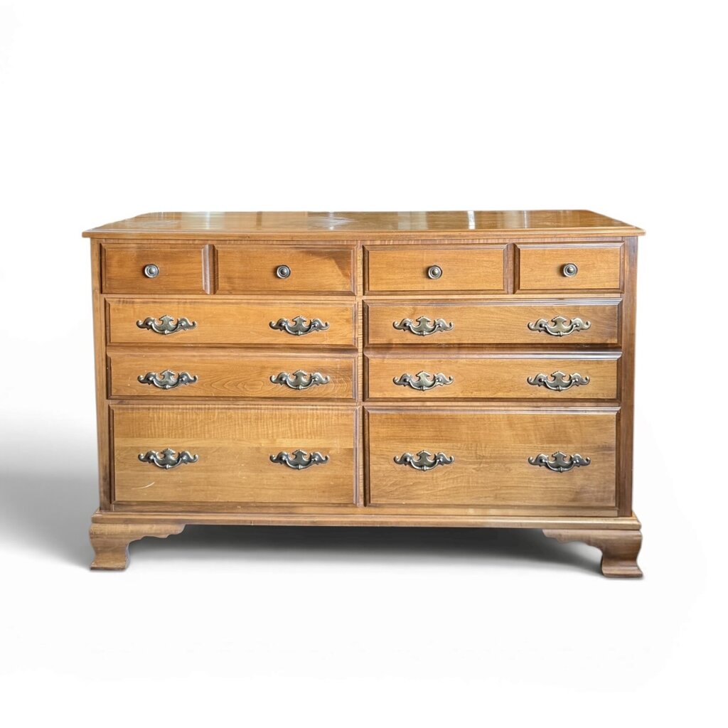 6 Drawer Oak Dresser & Mirror