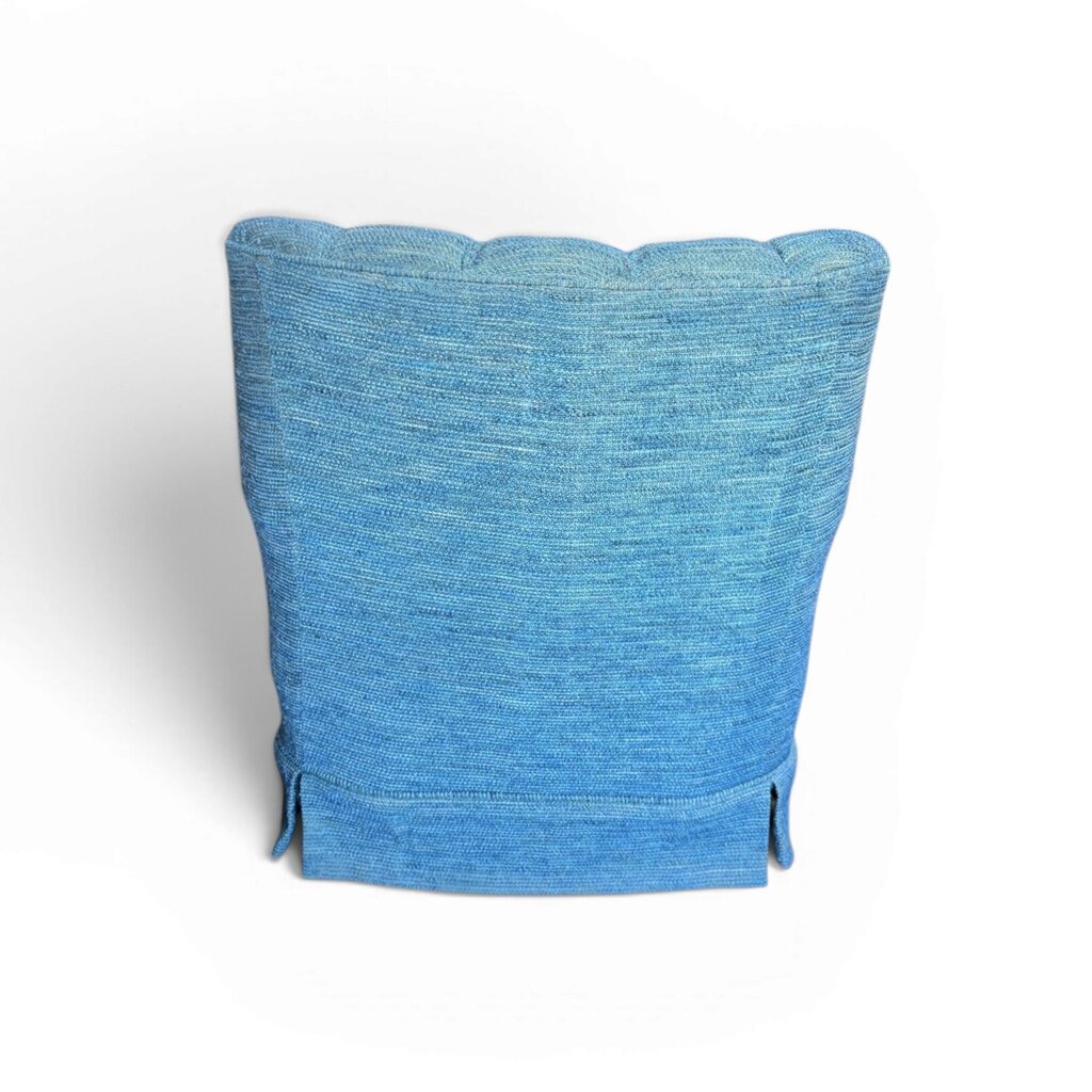 Blue Tweed Tufted Upholstered Swivel Armchair
