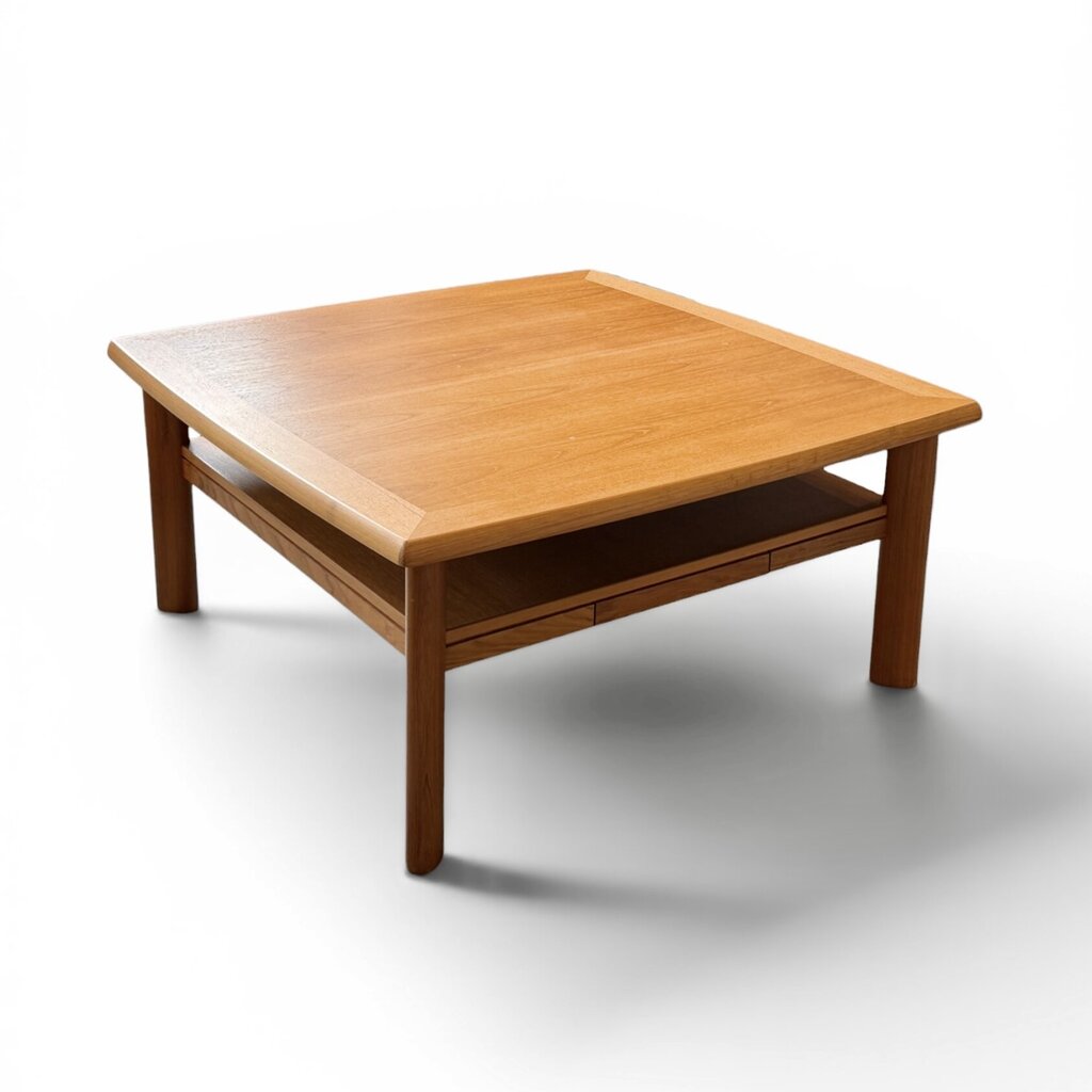 Teak Square Coffee Table With Push Drawers