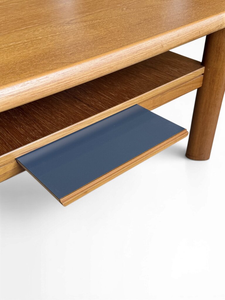 Teak Square Coffee Table With Push Drawers