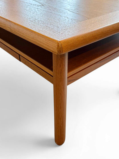 Teak Square Coffee Table With Push Drawers