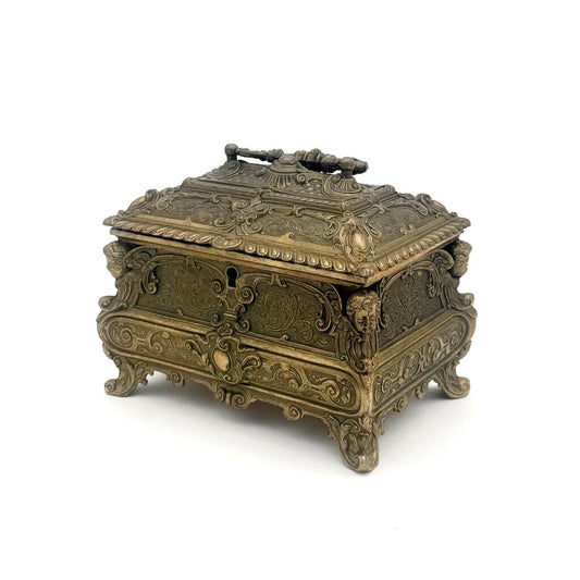 Antique 19th Century Bombe Louis XV Style Gilded Bronze Jewelry Box
