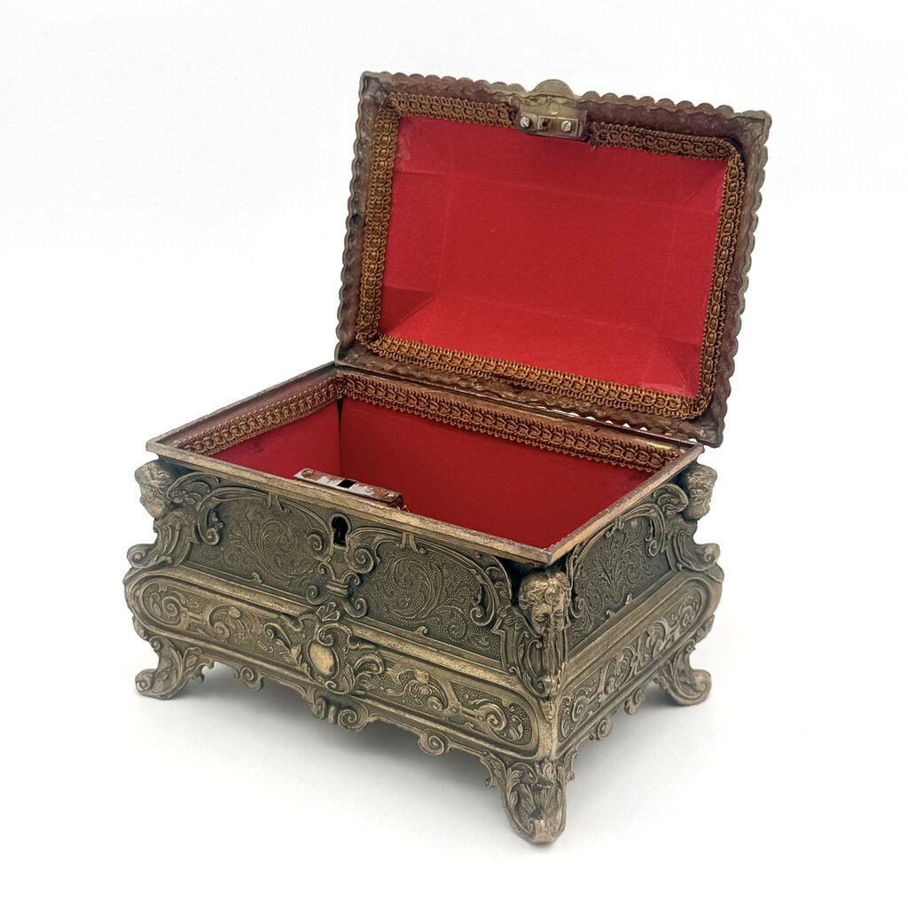 Antique 19th Century Bombe Louis XV Style Gilded Bronze Jewelry Box