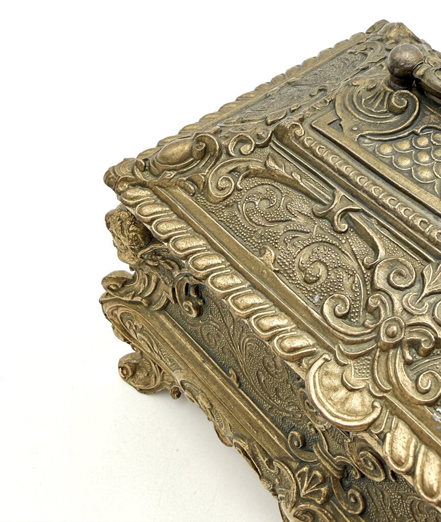 Antique 19th Century Bombe Louis XV Style Gilded Bronze Jewelry Box