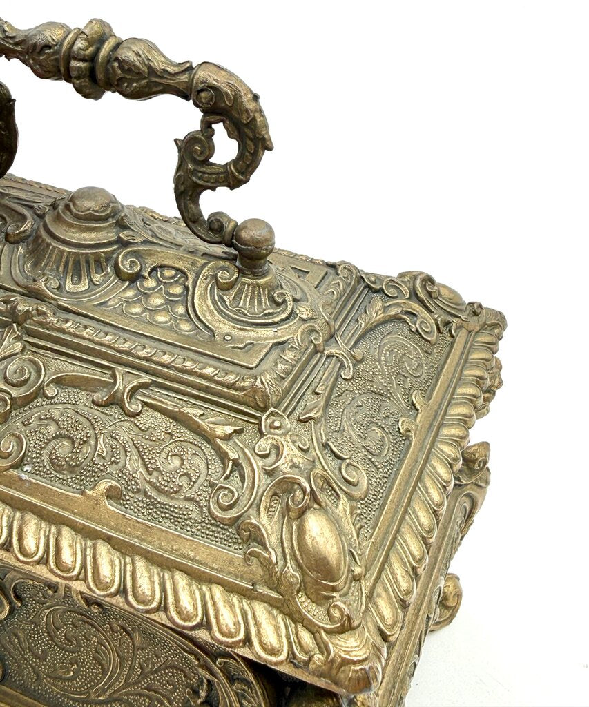 Antique 19th Century Bombe Louis XV Style Gilded Bronze Jewelry Box