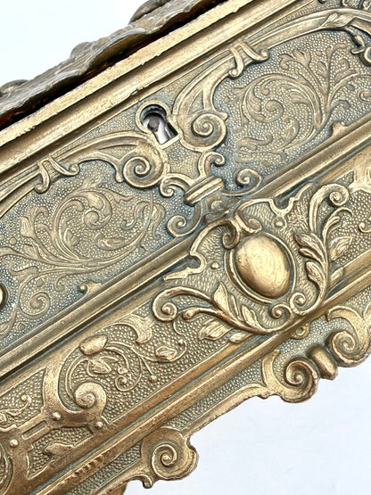 Antique 19th Century Bombe Louis XV Style Gilded Bronze Jewelry Box