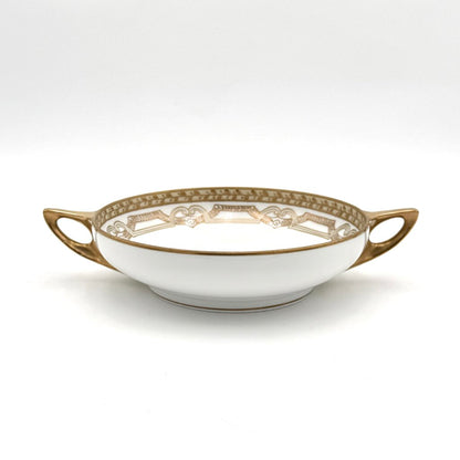Antique Nippon Morimura Art Nouveau Wreath Bowl with Gold Luster Accents