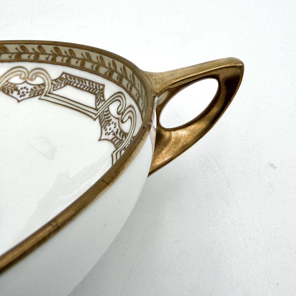 Antique Nippon Morimura Art Nouveau Wreath Bowl with Gold Luster Accents