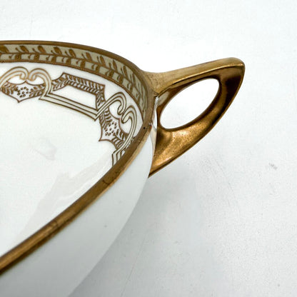 Antique Nippon Morimura Art Nouveau Wreath Bowl with Gold Luster Accents