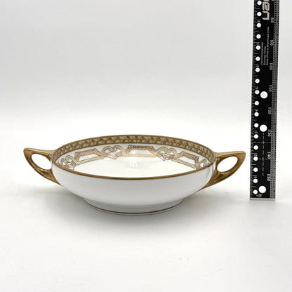 Antique Nippon Morimura Art Nouveau Wreath Bowl with Gold Luster Accents