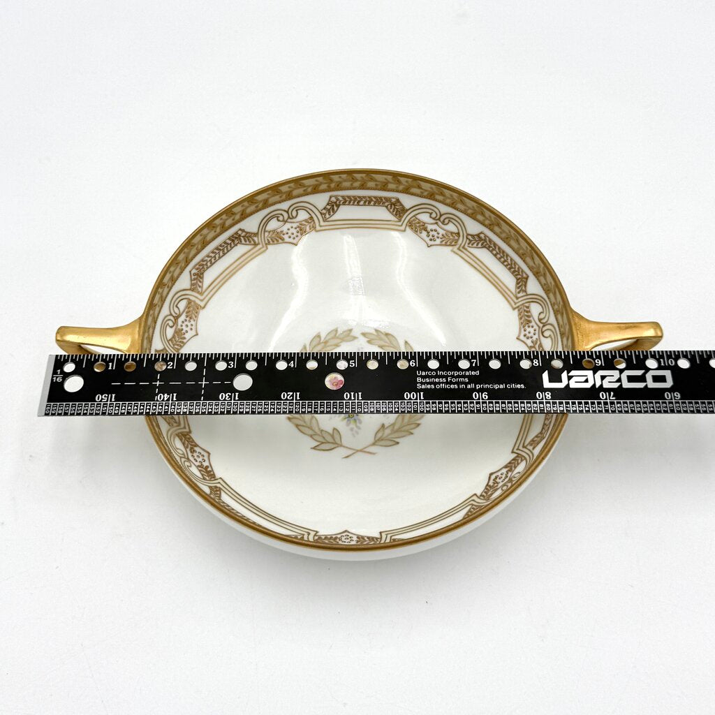 Antique Nippon Morimura Art Nouveau Wreath Bowl with Gold Luster Accents