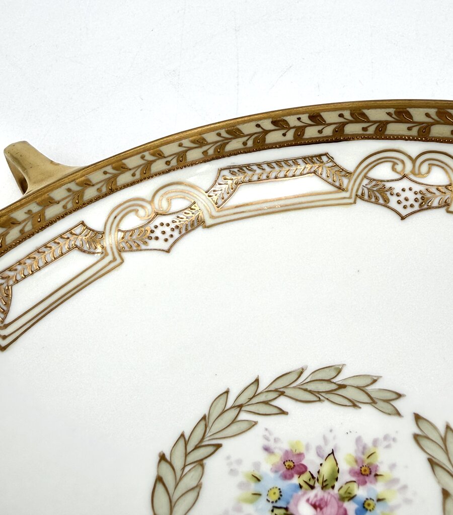 Antique Nippon Morimura Art Nouveau Wreath Bowl with Gold Luster Accents