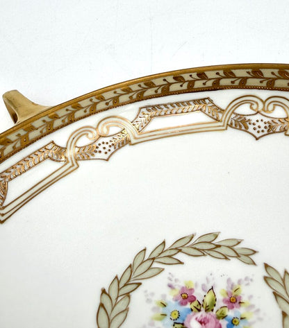 Antique Nippon Morimura Art Nouveau Wreath Bowl with Gold Luster Accents